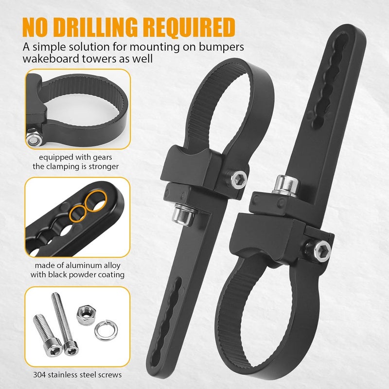 GLOBLED Universal Round Tube Mount Brackets for led Light Bar 1.85 Inch Roll Cage Light Bar Mount with Gears Light Bar Brackets for Truck UTV Motorcycle Jeep SUV ( 2PCS ) - Image 5